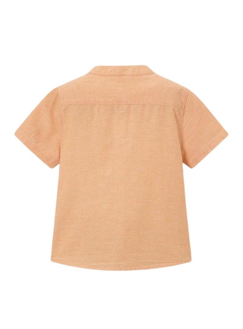Camicia Mayoral mao in lino arancione per bambino.