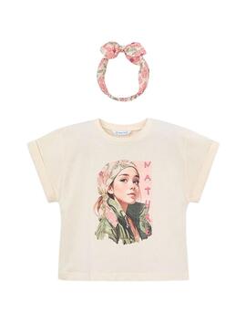Maglietta e fascia per capelli bianchi Mayoral per bambina