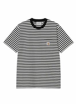 Maglietta Carhartt Ezra a righe bianche e nere per uomo