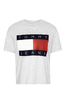 T-Shirt Tommy Jeans Flag Grigio Per Donna