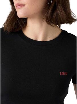 Maglietta Levi's a coste nera per donna
