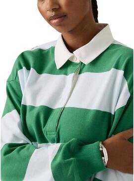 Maglia a righe verde e blu a righe da rugby Levis Reenie per donna.