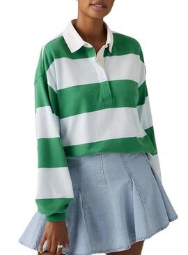 Maglia a righe verde e blu a righe da rugby Levis Reenie per donna.