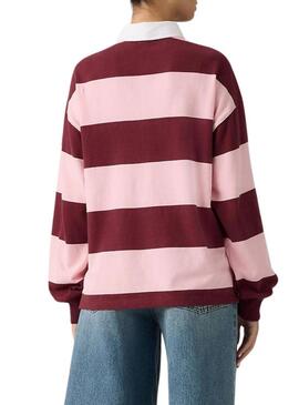 Maglia a righe rosa e granata polo Levis Reenie rugby per donna