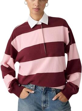 Maglia a righe rosa e granata polo Levis Reenie rugby per donna