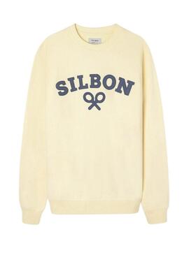 Felpa Silbon con stampa di racchetta gialla per uomo