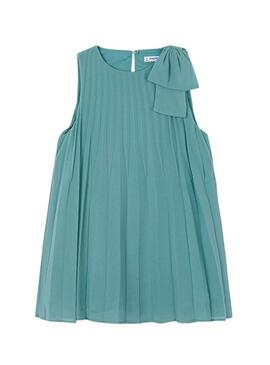 Abito Mayoral plissettato blu turchese per bambina