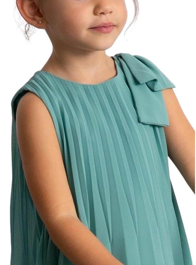 Abito Mayoral plissettato blu turchese per bambina