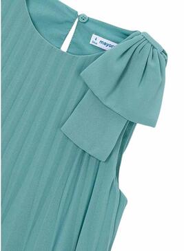 Abito Mayoral plissettato blu turchese per bambina