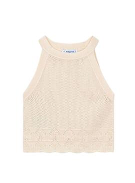 Top Mayoral punto tricot beige per ragazza