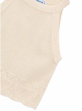 Top Mayoral punto tricot beige per ragazza