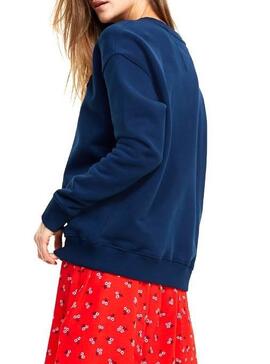 Felpe Tommy Jeans Badge Navy Crew per Donna
