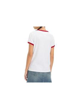 T-Shirt Tommy Jeans Signature Ringer White Woman