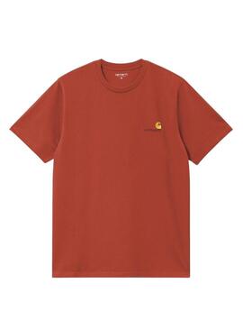 Maglietta Carhartt American Script arancione per uomo.