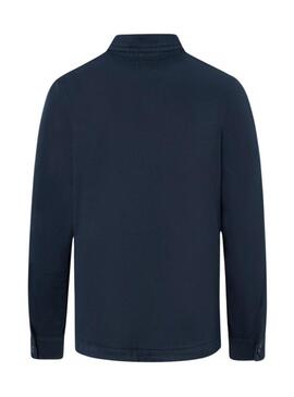 Camicia sovrapposta Silbon con toppe blu scuro per uomo