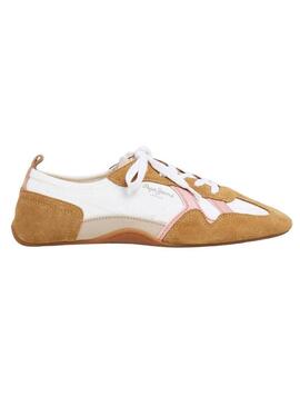 Sneakers Pepe Jeans Noa Sporty bianche e senape per donna