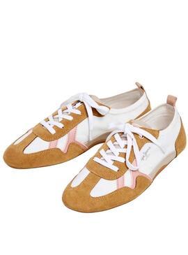 Sneakers Pepe Jeans Noa Sporty bianche e senape per donna