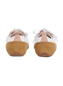 Sneakers Pepe Jeans Noa Sporty bianche e senape per donna