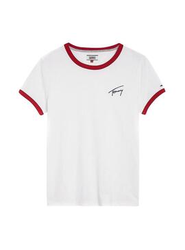 T-Shirt Tommy Jeans Signature Ringer White Woman