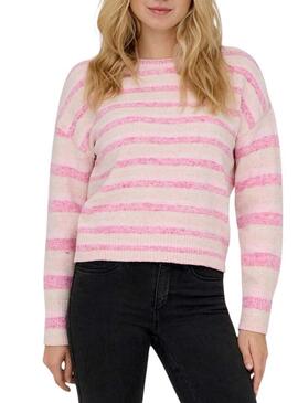 Maglia a righe rosa Only Johanna per donna
