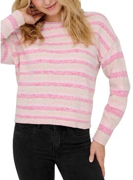 Maglia a righe rosa Only Johanna per donna