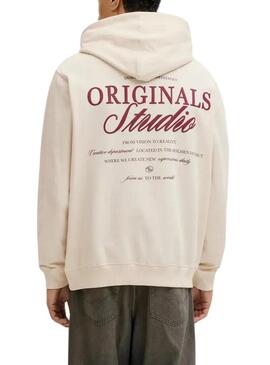 Felpa Jack and Jones Norrebro beige per uomo