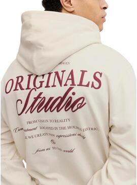 Felpa Jack and Jones Norrebro beige per uomo