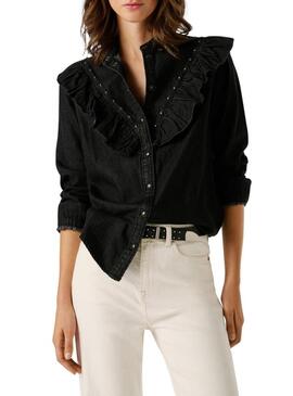 Camicia in denim Pepe Jeans Katia nera da donna