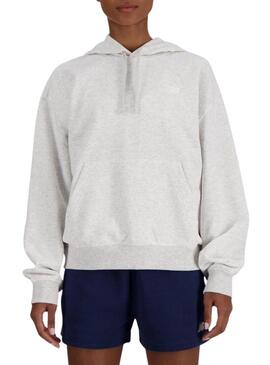 Felpa New Balance basic con cappuccio grigia per donna