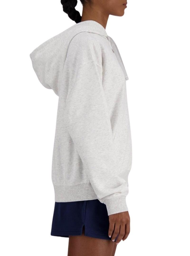 Felpa New Balance basic con cappuccio grigia per donna