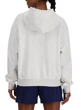 Felpa New Balance basic con cappuccio grigia per donna