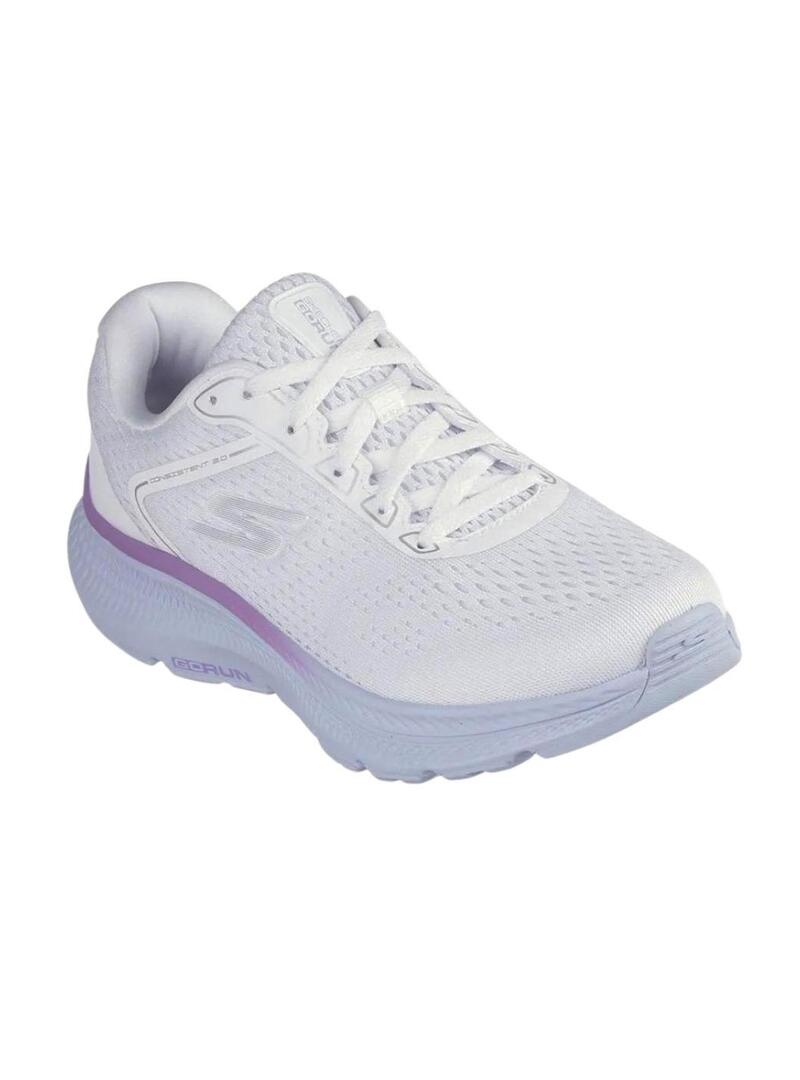 Sneakers Skechers Go Run bianche e blu per donna.