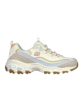 Sneakers Skechers D Lites Bold beige per donna.