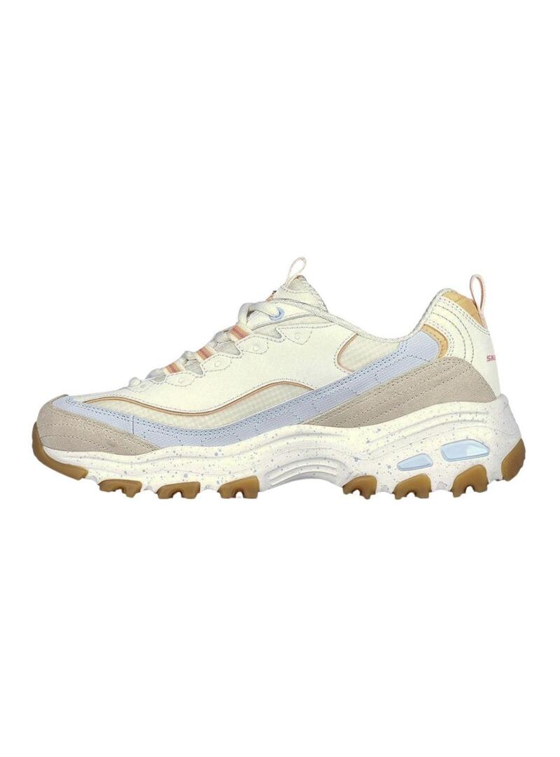 Sneakers Skechers D Lites Bold beige per donna.