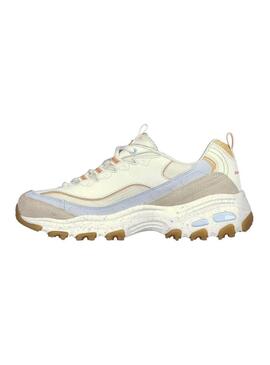 Sneakers Skechers D Lites Bold beige per donna.