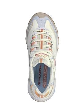Sneakers Skechers D Lites Bold beige per donna.