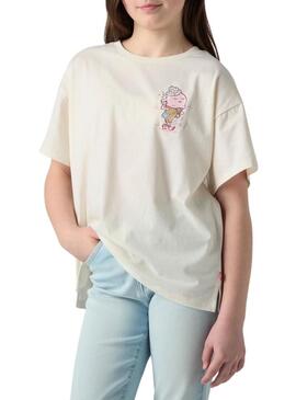 Maglietta Levis Just Chillling beige per ragazze
