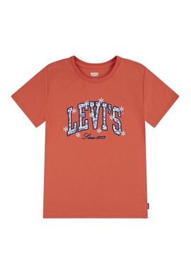 Maglietta Levis Chambray Applique corallo per bambina