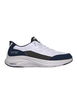 Scarpe Skechers Contour Foam bianche e blu navy per uomo