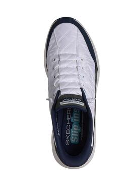 Scarpe Skechers Contour Foam bianche e blu navy per uomo
