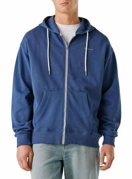 Felpa con zip Pepe Jeans Geo blu per uomo