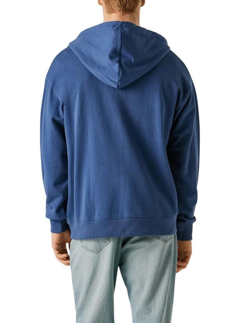 Felpa con zip Pepe Jeans Geo blu per uomo