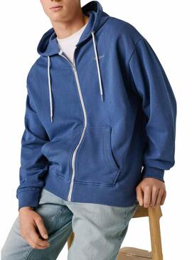 Felpa con zip Pepe Jeans Geo blu per uomo