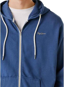 Felpa con zip Pepe Jeans Geo blu per uomo