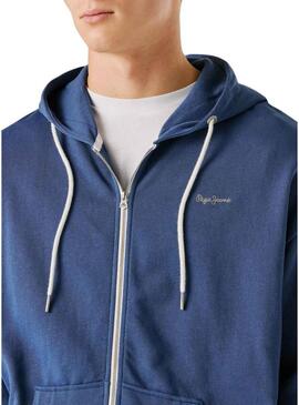 Felpa con zip Pepe Jeans Geo blu per uomo