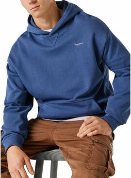 Felpa con cappuccio Pepe Jeans Geo blu per uomo.