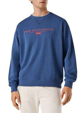Felpa Pepe Jeans Summer Logo blu per uomo