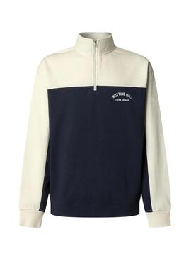 Maglione Pepe Jeans Gaspar Nothing Hill blu e bianco per uomo