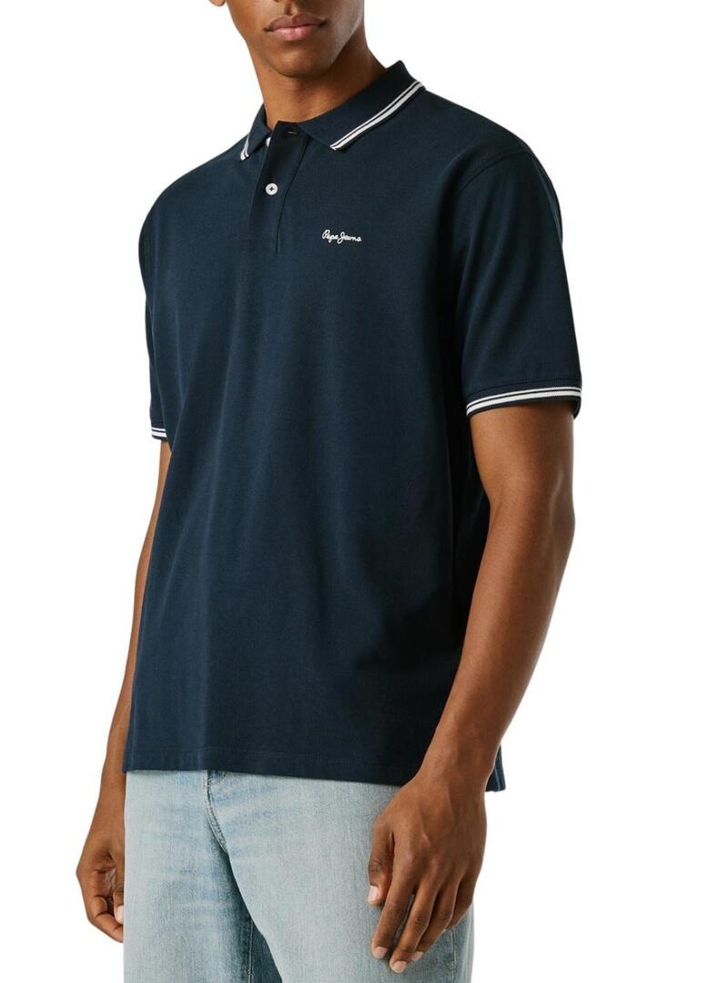 Polo Pepe Jeans Carson blu scuro per uomo