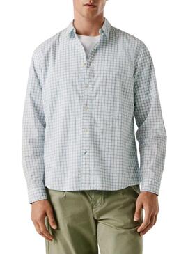 Camicia Pepe Jeans Presley geometrica blu e bianca per uomo